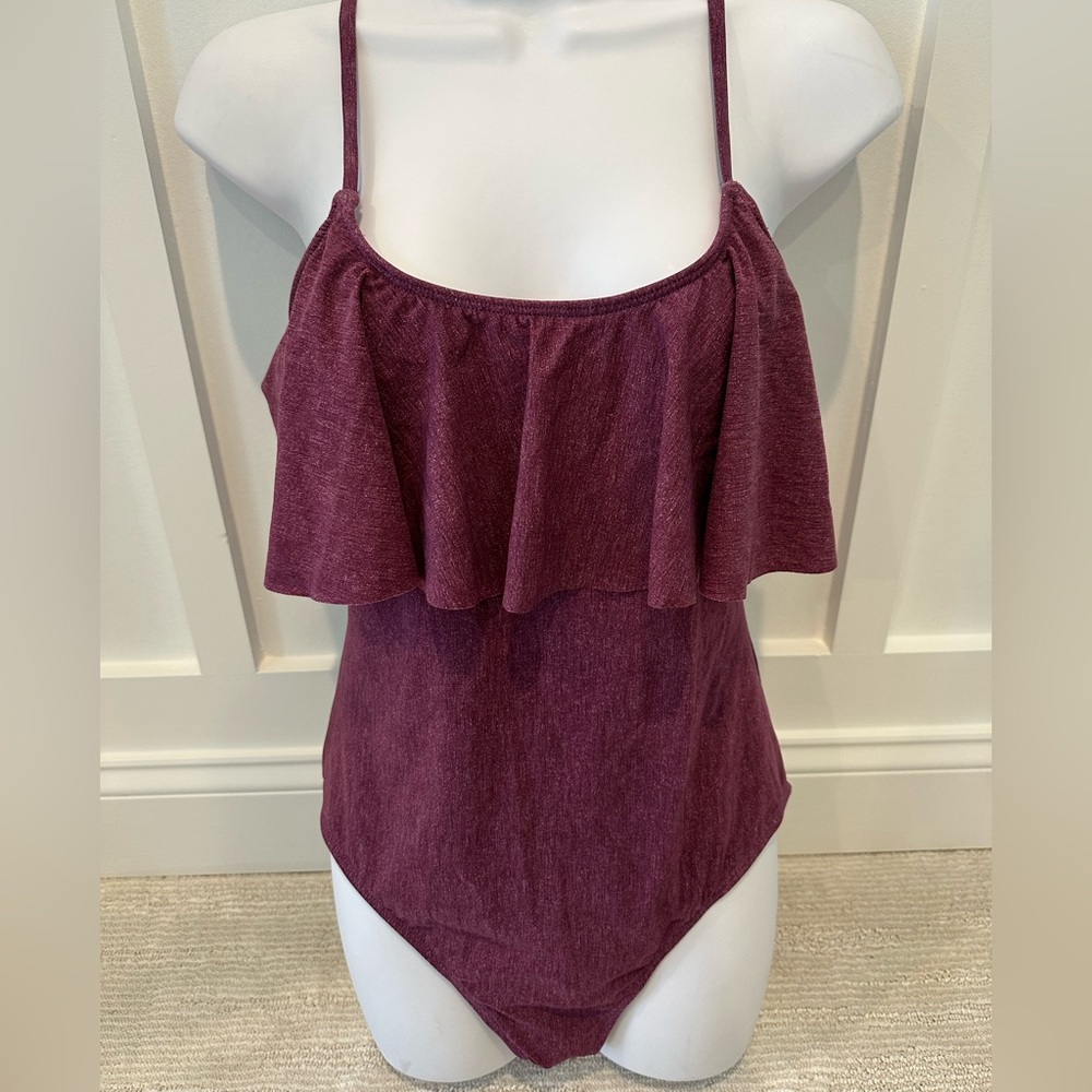 Wine colored Ruffle One-Piece Swimsuit - NWOT